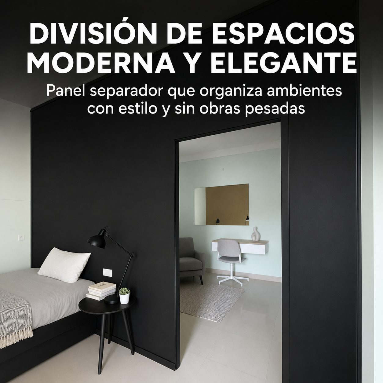 Panel Divisor Separa Ambientes 2,4X2,90m + 2 Rieles 3m NEGRO