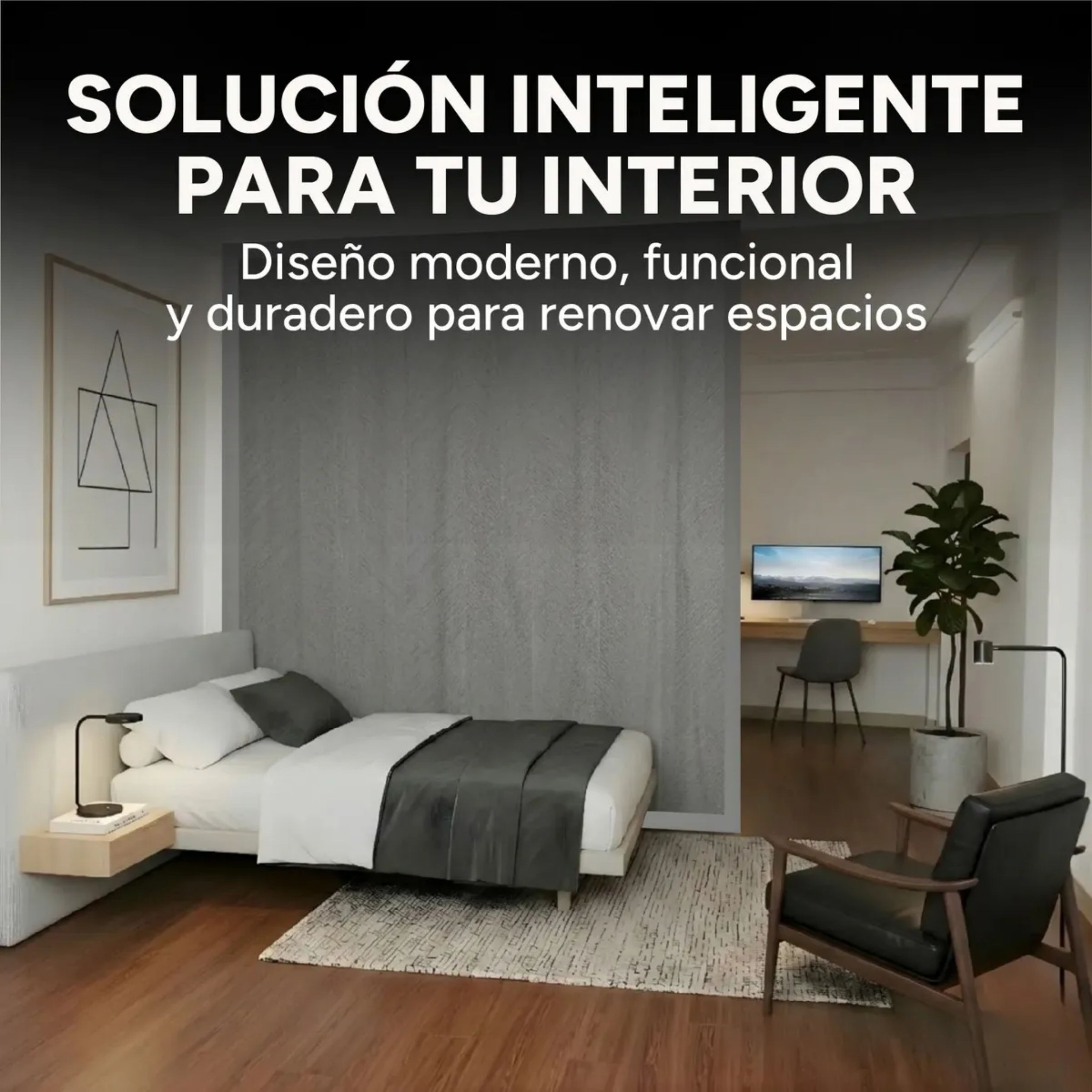 Panel Divisor Separador Ambiente 2,4X2,90m + 2 Riele 3m GRIS