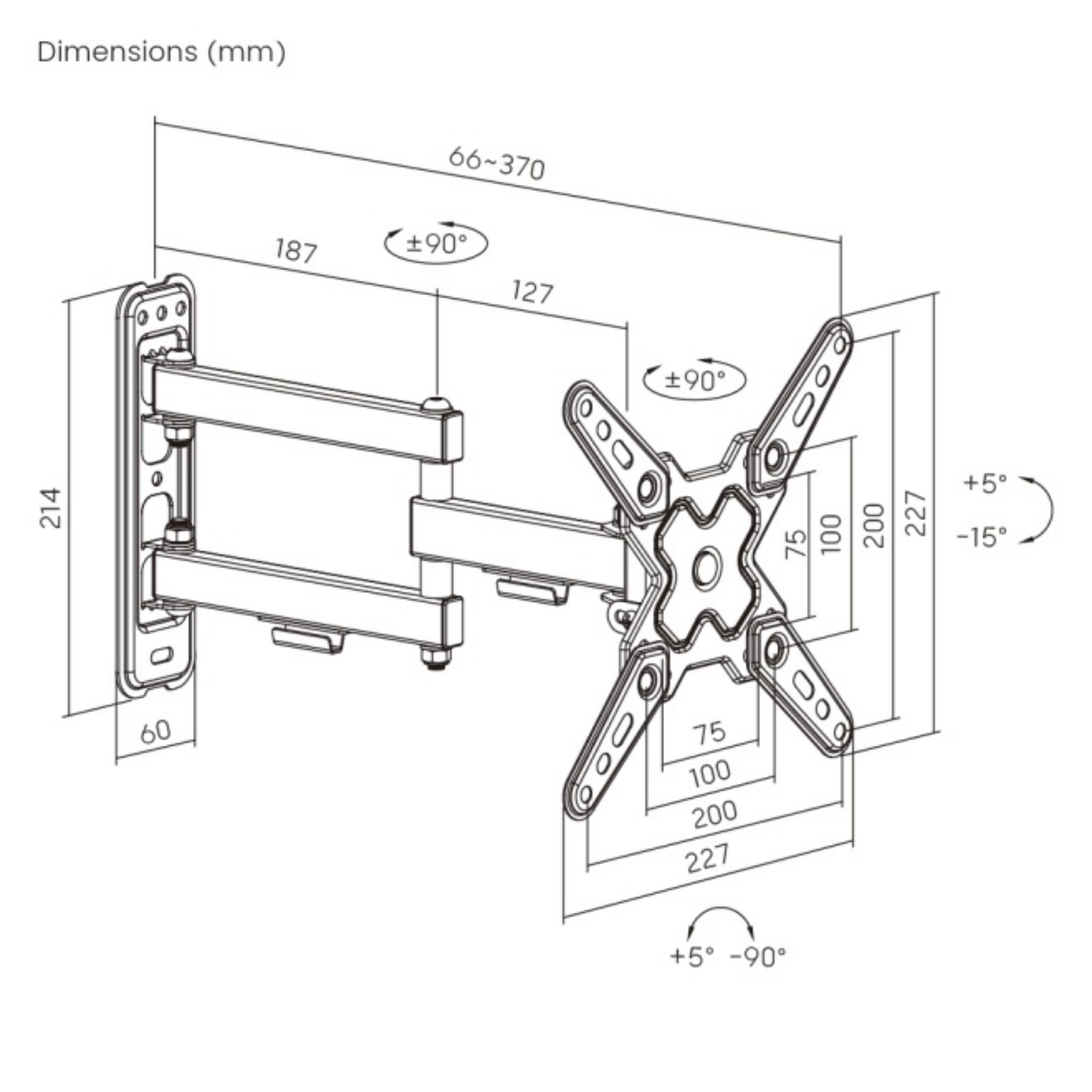 Soporte de pared Brateck Full-Motion brazo para TV hasta 43' Soporte de pared Brateck Full-Motion brazo para TV hasta 43'