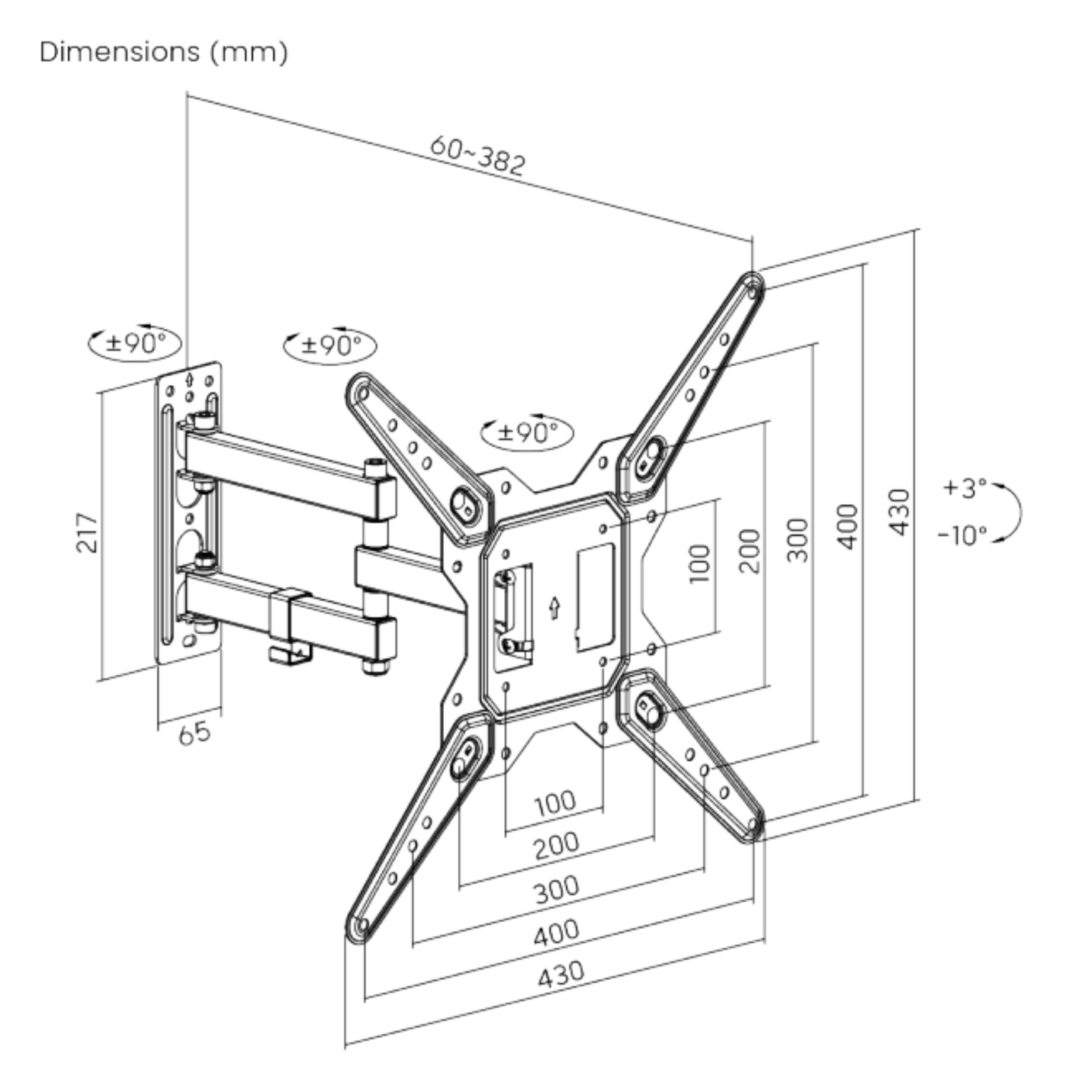 Soporte de pared Brateck Full-Motion para TV 23-55'' Soporte de pared Brateck Full-Motion para TV 23-55''