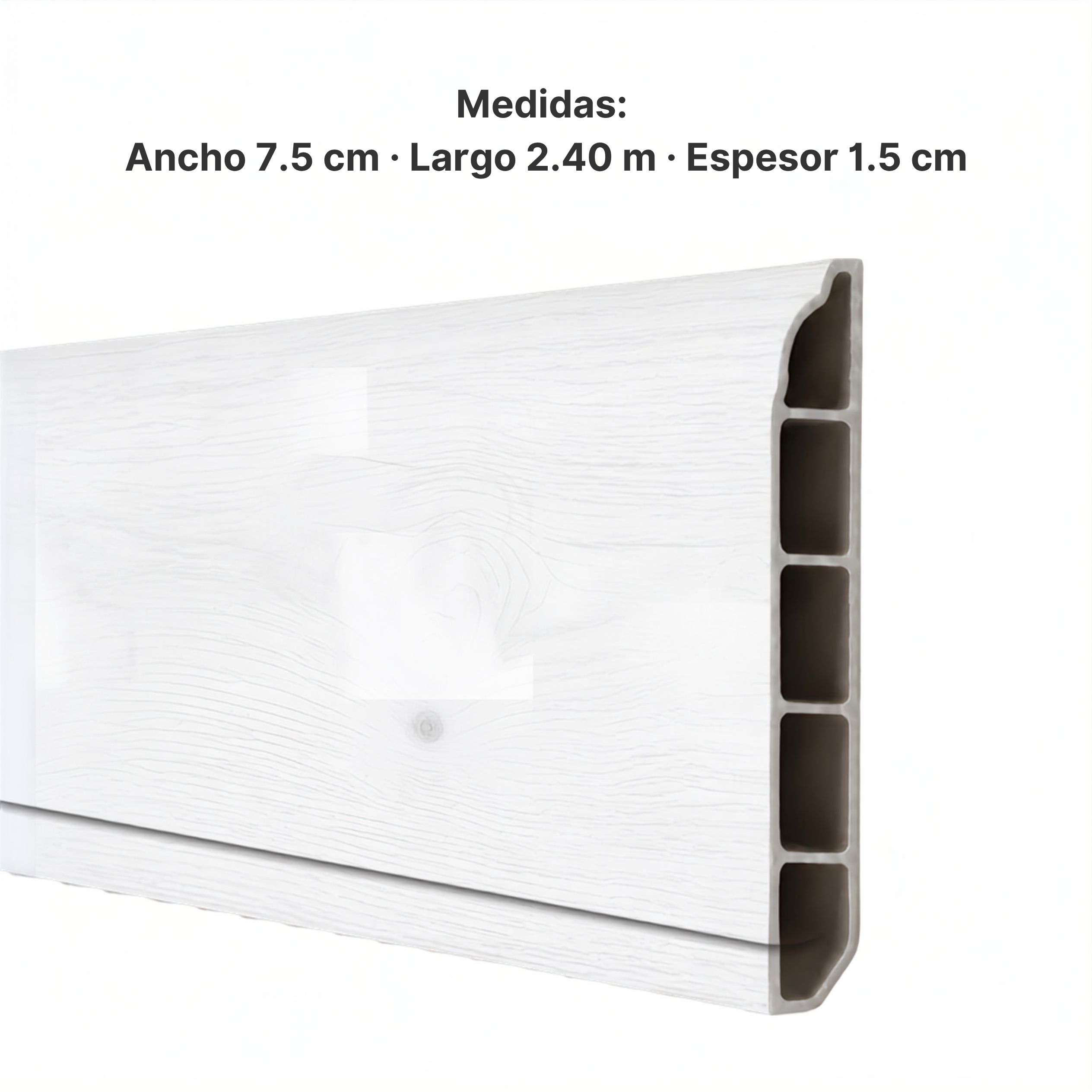 Zócalo SPC 05005 Símil Madera Blanco 2,40m Resistente al Agu