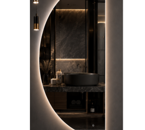 Espejo Baño Led Redondo Medialuna Desempañador D01 50X100Cm