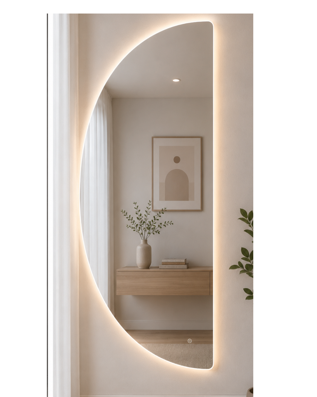 Espejo Baño Led Redondo Medialuna Desempañador D01 50X100Cm Espejo Baño Led Redondo Medialuna Desempañador D01 50X100Cm