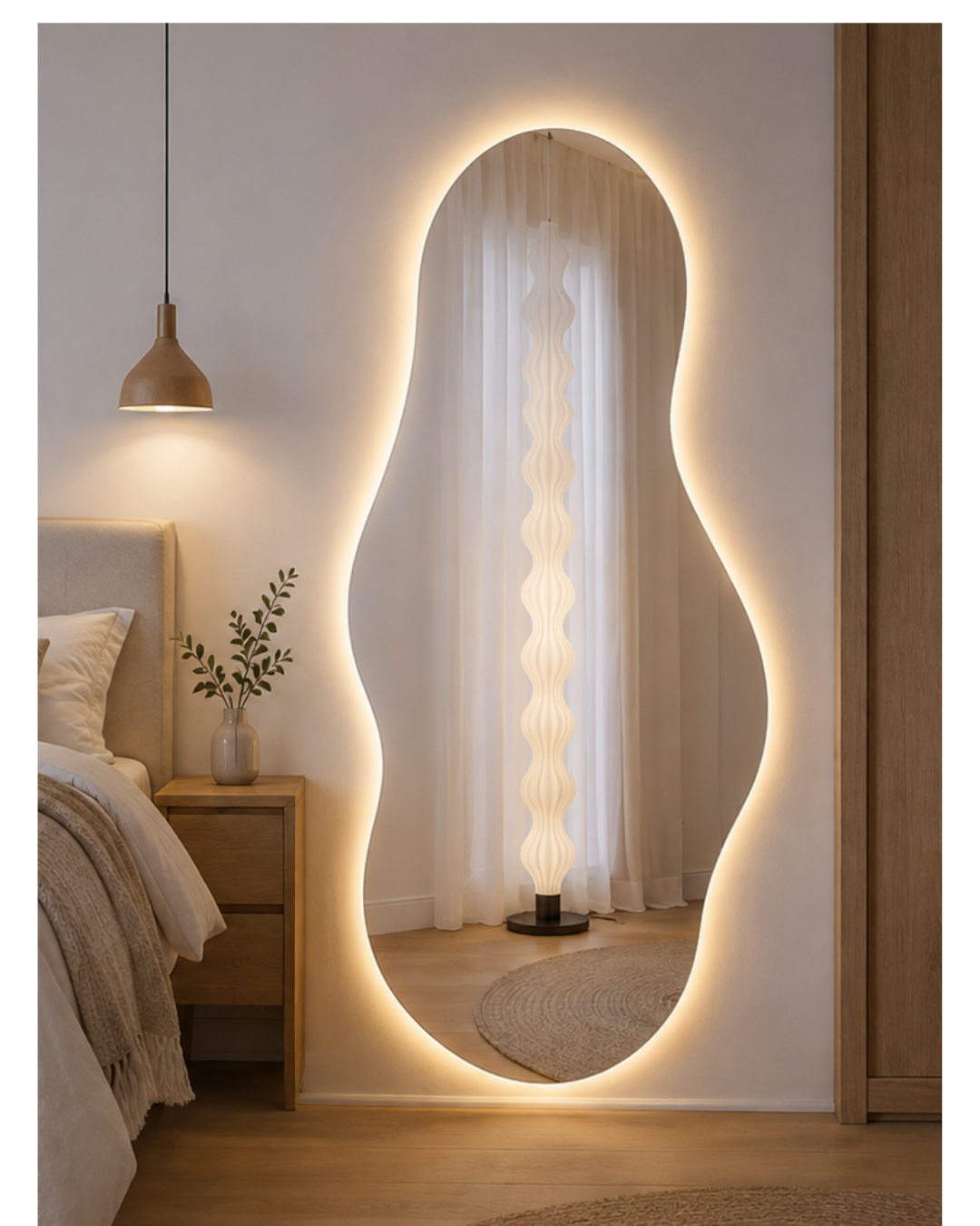 Espejo Irregular Sin Marco Cuerpo Entero Led HT02 145x65cm