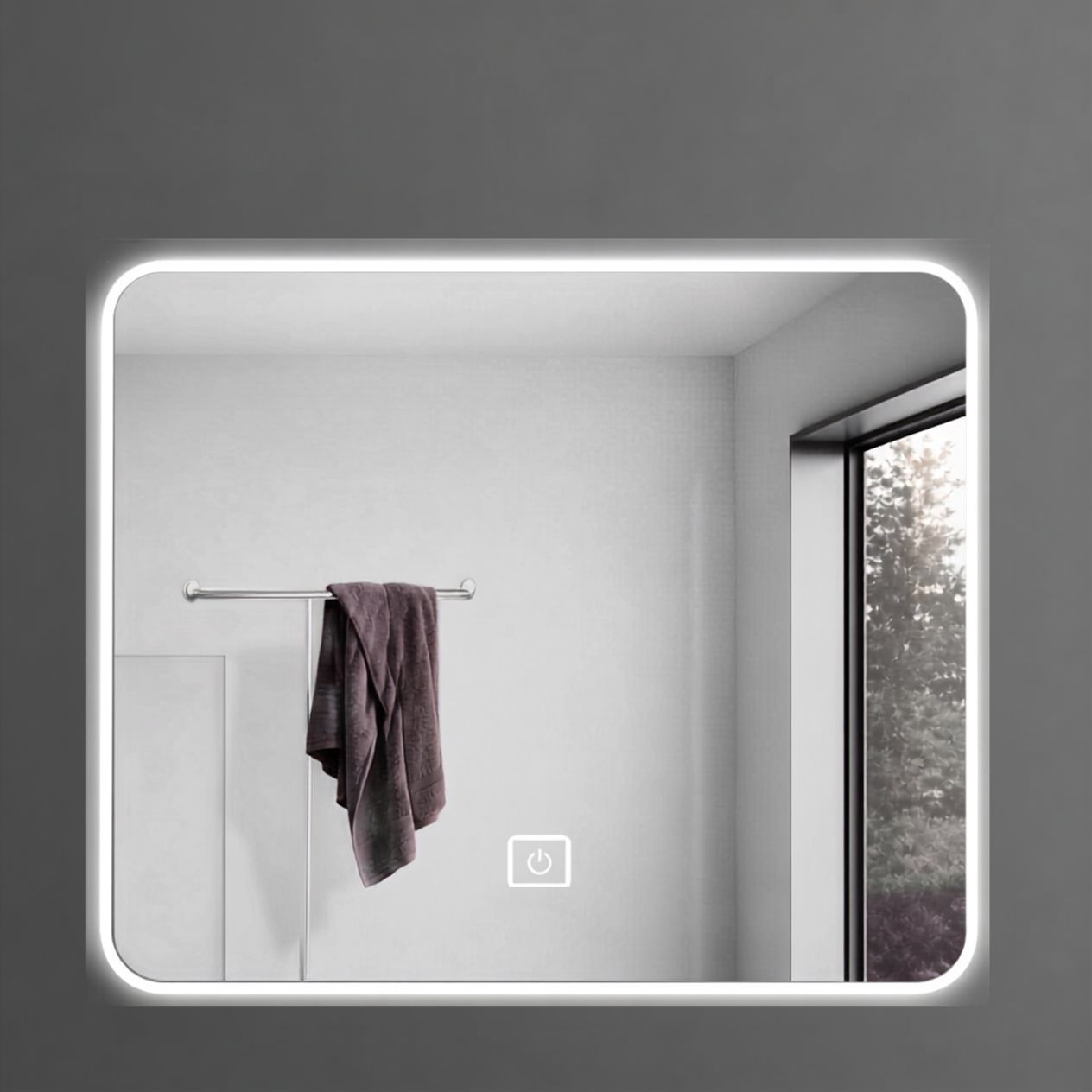 Espejo Led Cuadrado Para Baño Función Desempañado Z01 60cm Espejo Led Cuadrado Para Baño Función Desempañado Z01 60cm