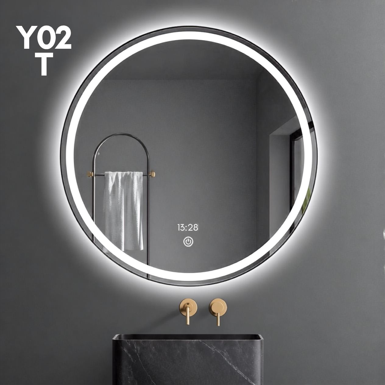 Espejo Led Redondo Y02 Para Baño Función Desempañado 60cm