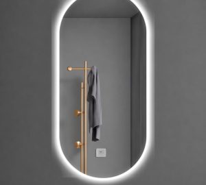 Espejo Oval Led De Pared P01 50 X 80 Cm Desempañado