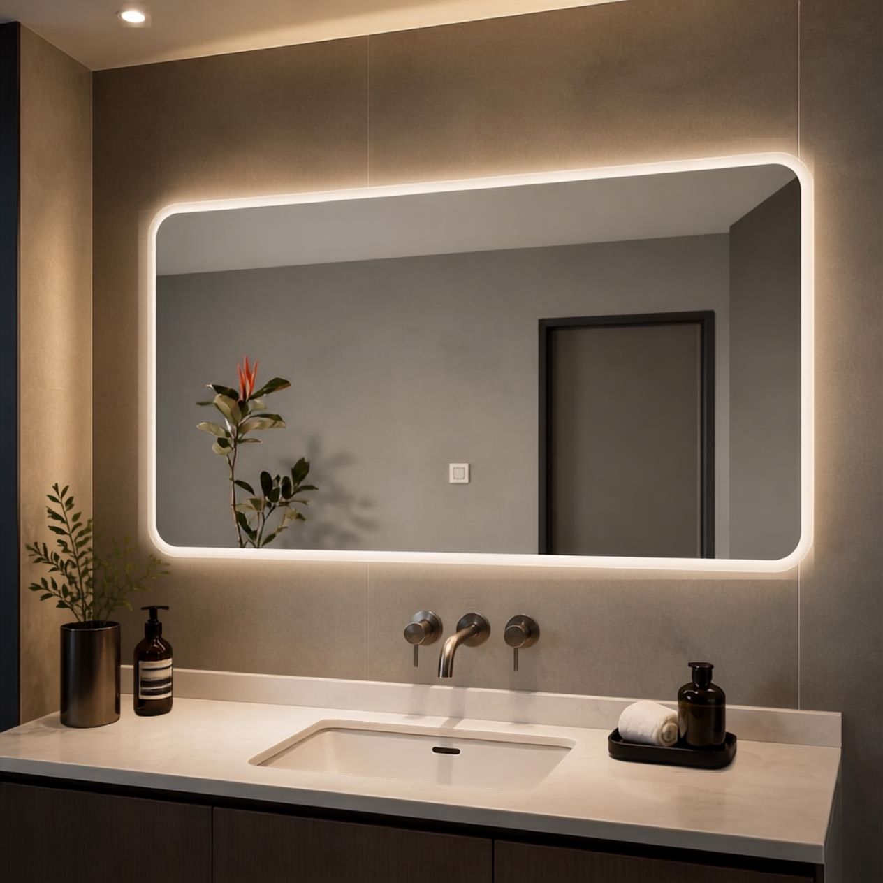 Espejo Rectangular Con Led Baño F01 60 X 80 Cm Desempañador Espejo Rectangular Con Led Baño F01 60 X 80 Cm Desempañador