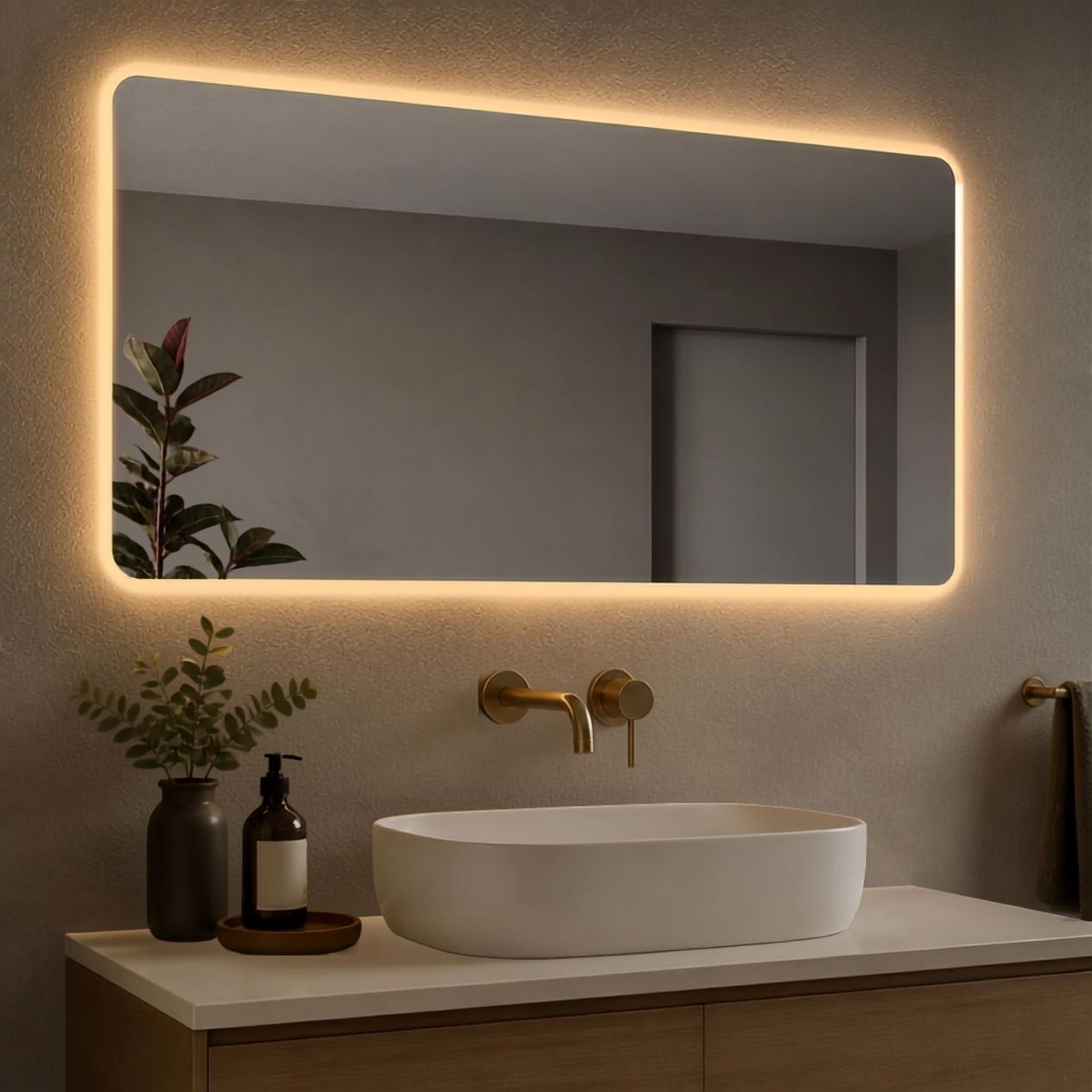 Espejo Rectangular Con Led Baño F03 60 X 80 Cm Desempañador Espejo Rectangular Con Led Baño F03 60 X 80 Cm Desempañador