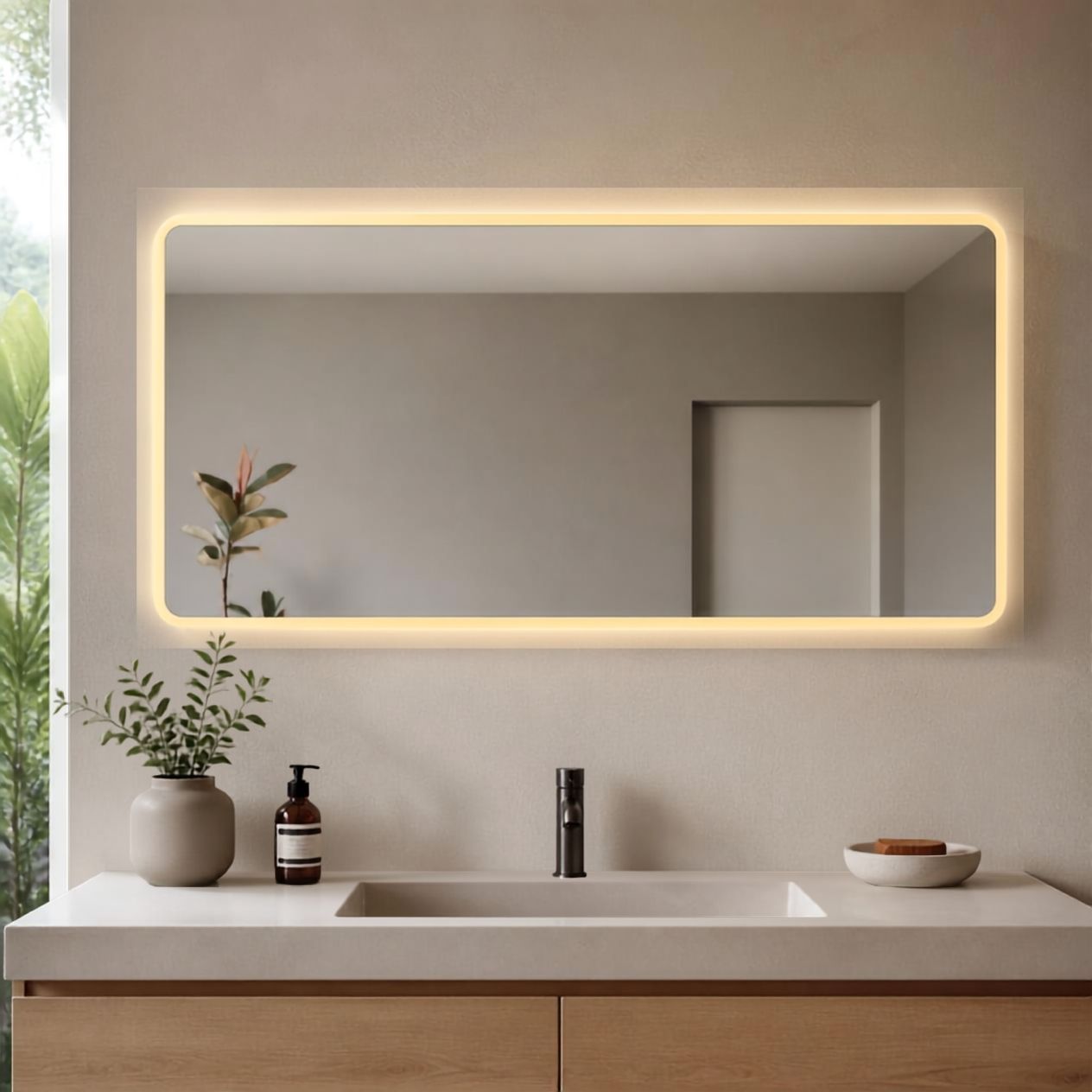 Espejo Rectangular Con Led Baño F03 60 X 80 Cm Desempañador Espejo Rectangular Con Led Baño F03 60 X 80 Cm Desempañador