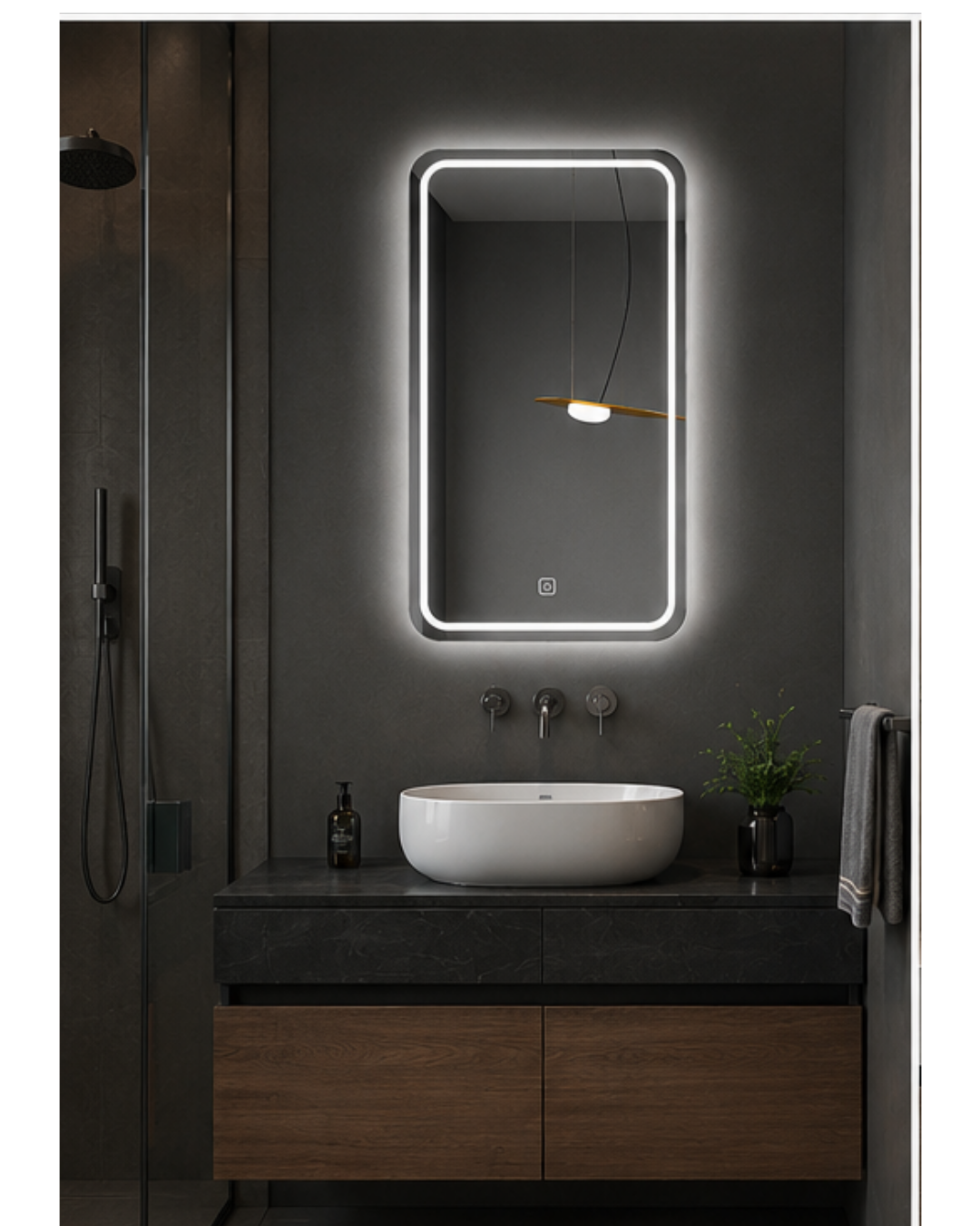 Espejo Rectangular Con Led Baño FS02 60 X 80 Cm Desempañador
