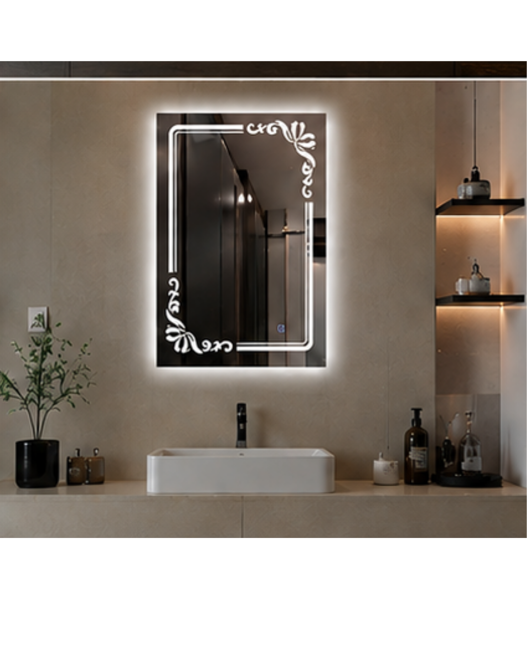 Espejo Rectangular Con Led Baño L-1031 60X80 Cm Desempañador