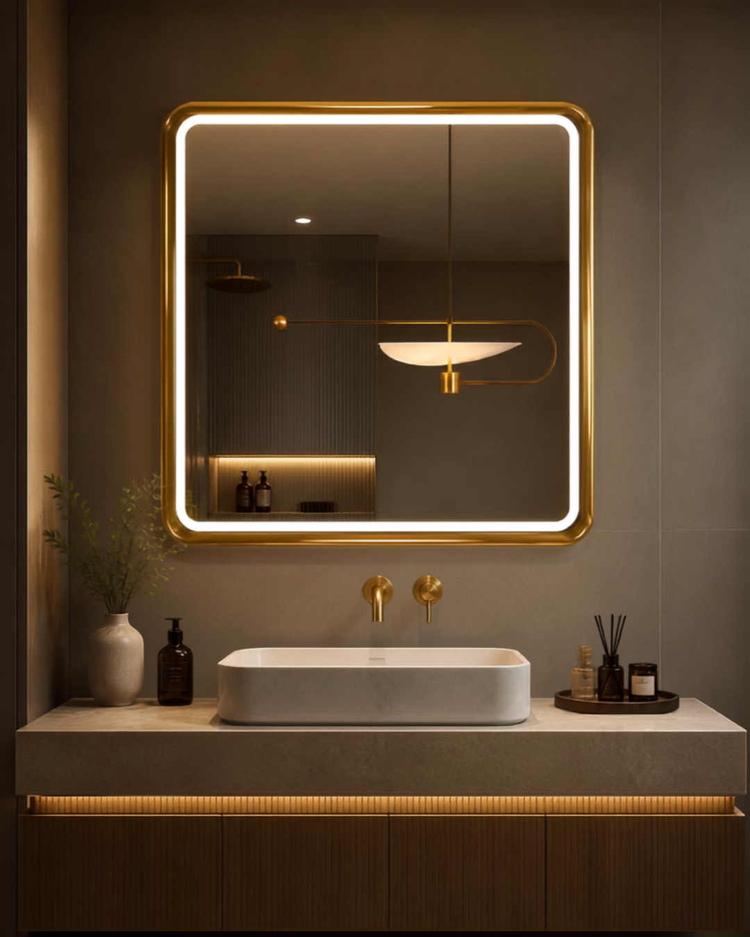Espejo Rectangular Con Led Baño ZK02 50 X 70 Cm Desempañador