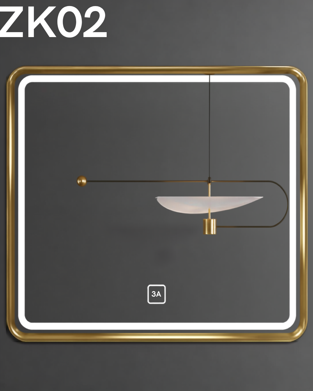 Espejo Rectangular Con Led Baño ZK02 50 X 70 Cm Desempañador