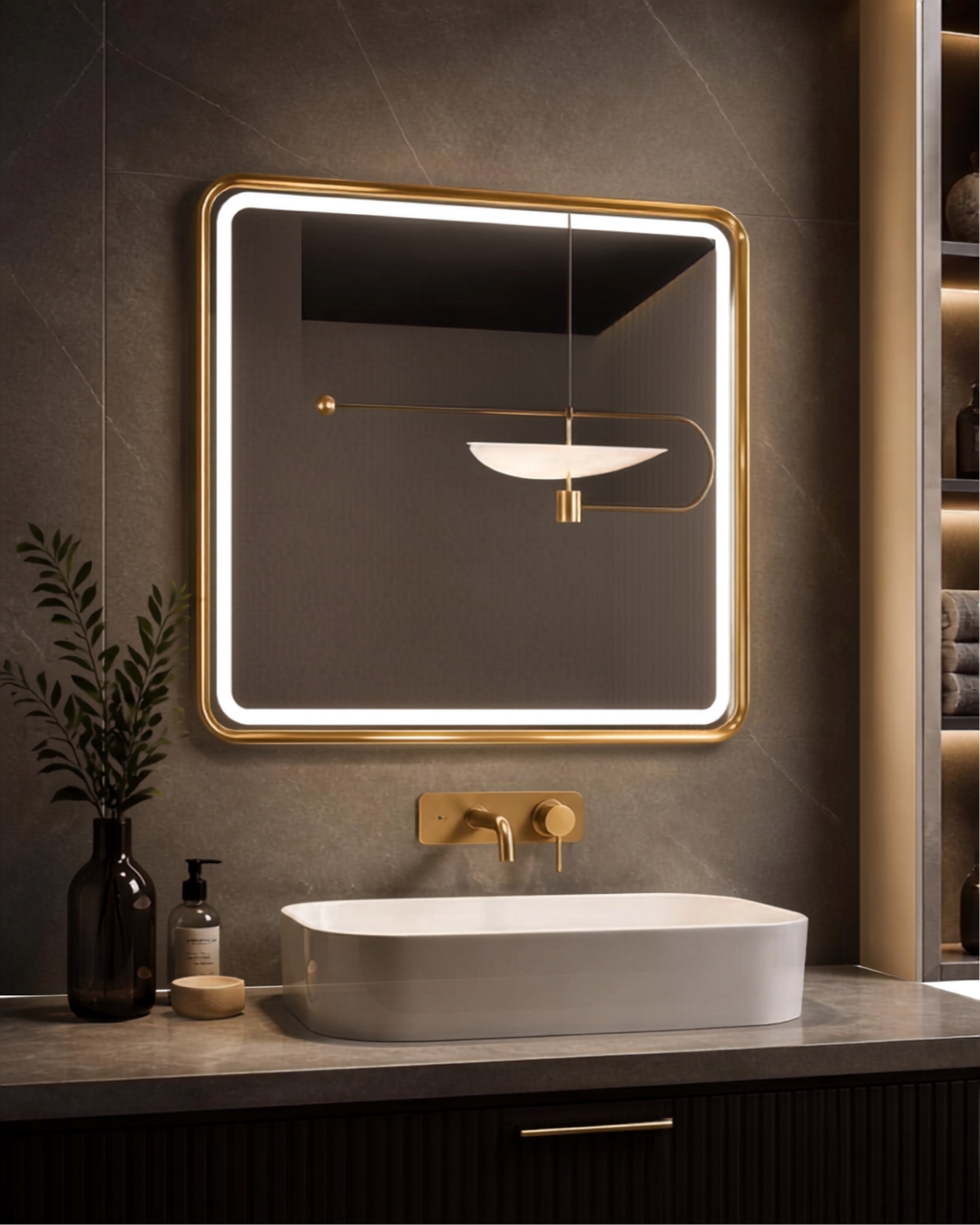 Espejo Rectangular Con Led Baño ZK02 50 X 70 Cm Desempañador