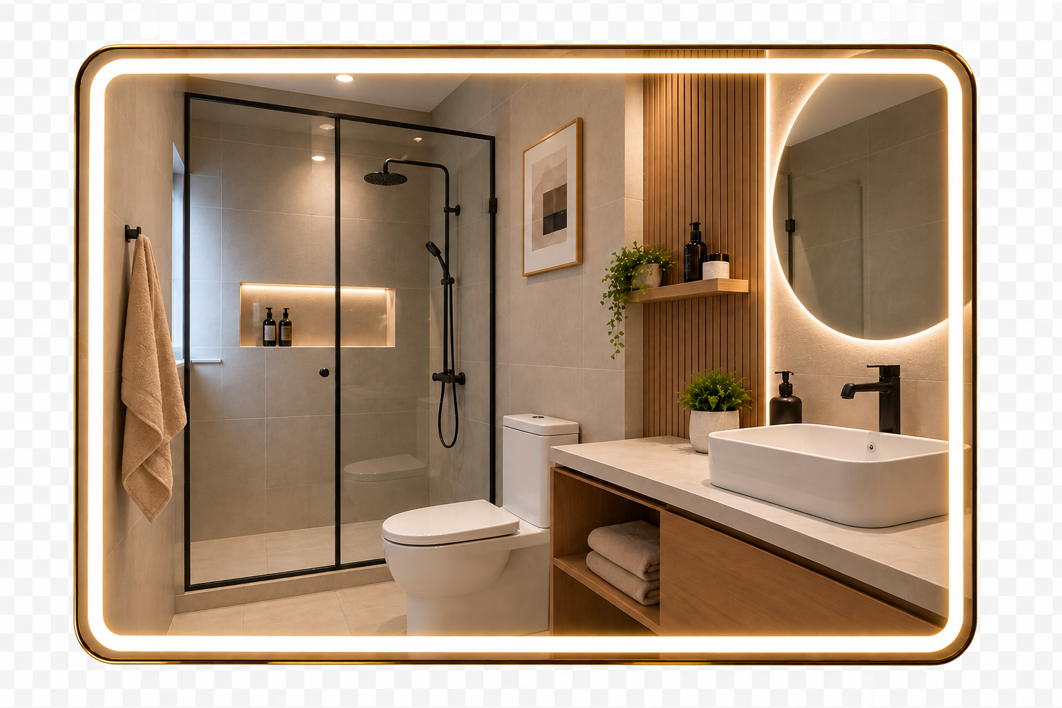 Espejo Rectangular Led Con BT F06 70 X 90 Cm Desempañador