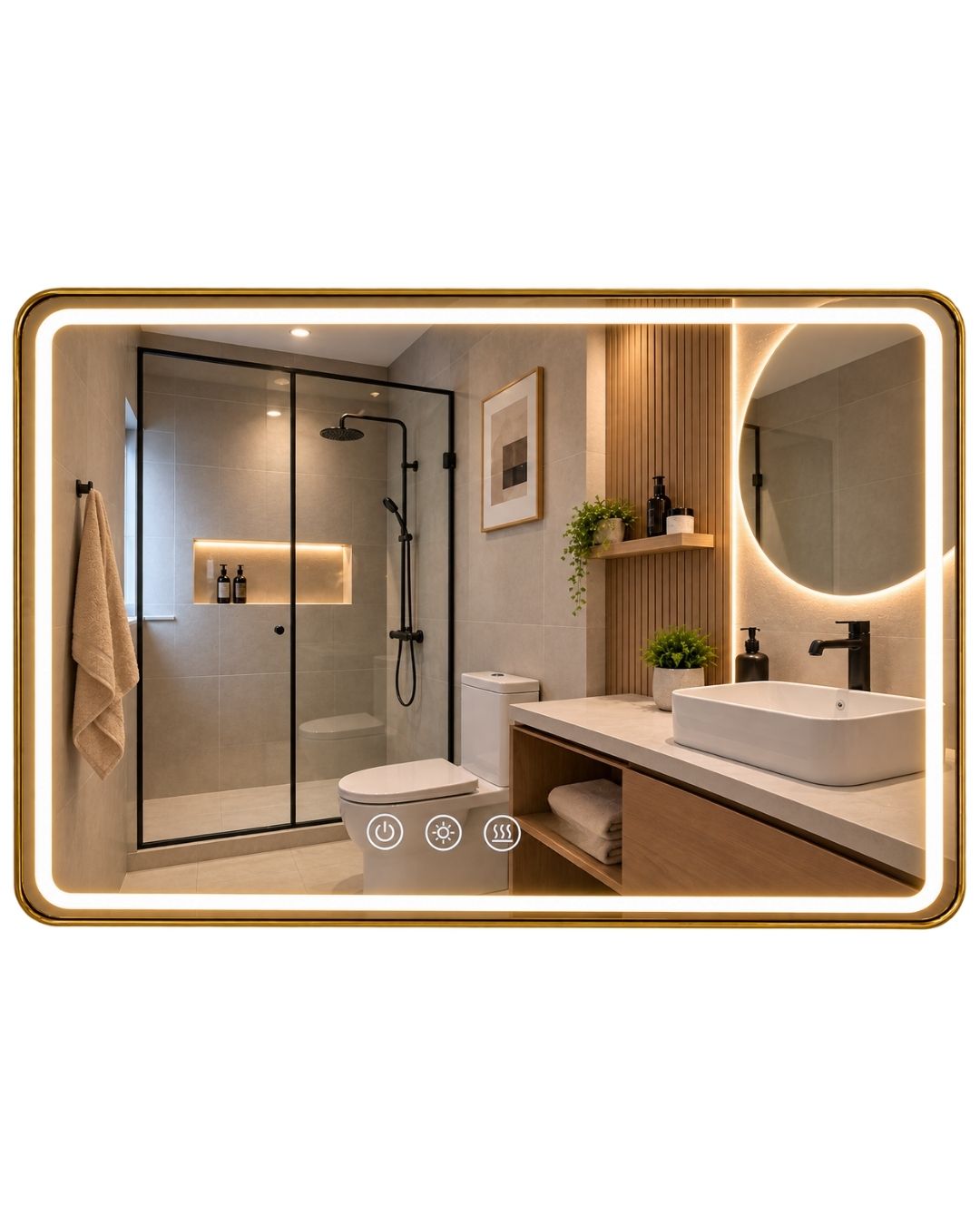 Espejo Rectangular Led Con BT F06 70 X 90 Cm Desempañador