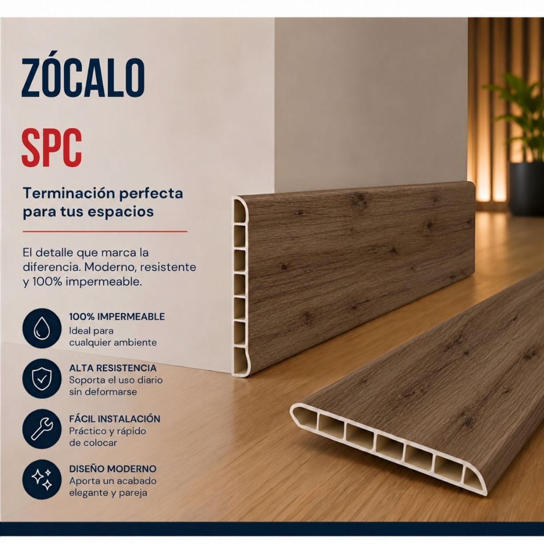 Zócalo SPC 05004 Símil Madera Nogal 2,40m Resistente al Agua